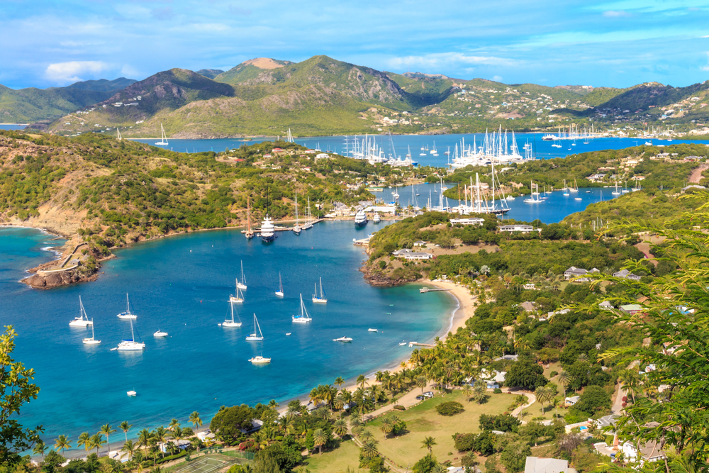 Antigua Bay Aerial View, Falmouth Bay, English Harbour, Antigua — Stock Photo, Image